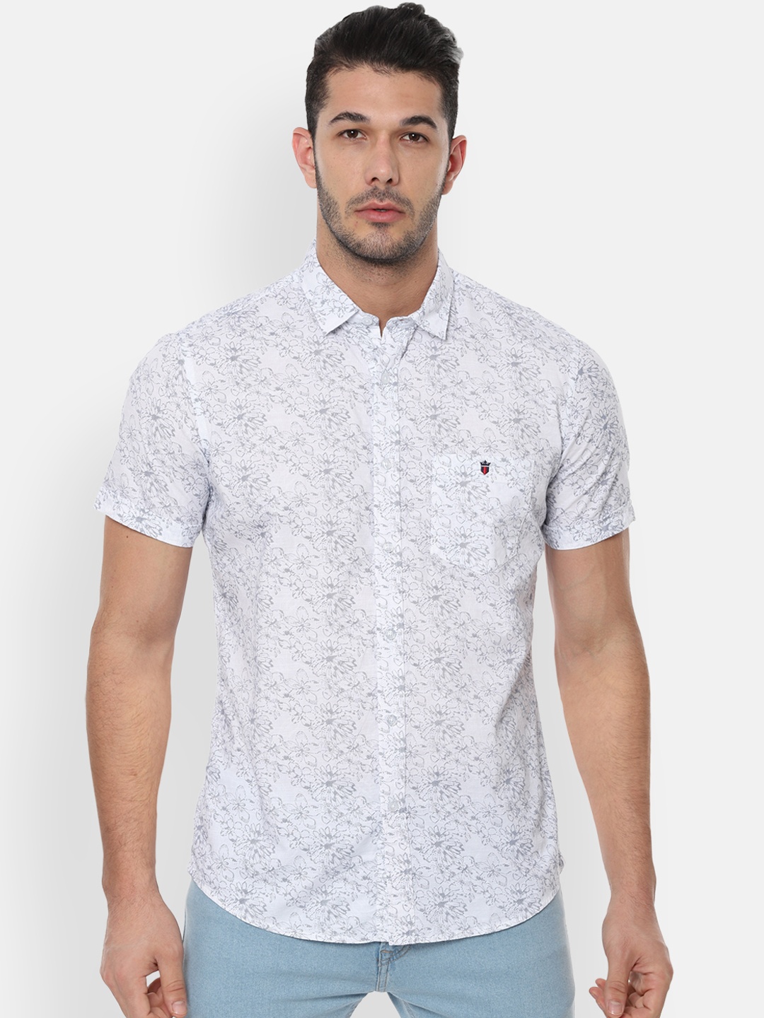 

Louis Philippe Jeans Men White & Black Slim Fit Printed Casual Shirt