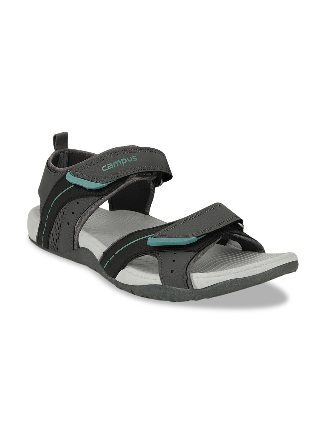 

Campus Men Grey & Turquoise Blue Sports Sandals