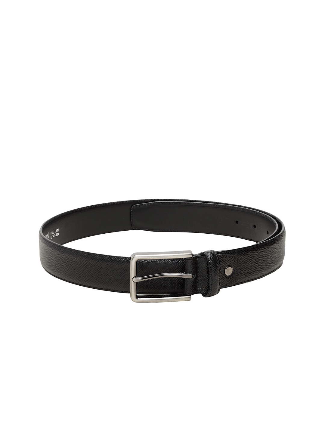 

Carlton London Men Black Solid Leather Belt