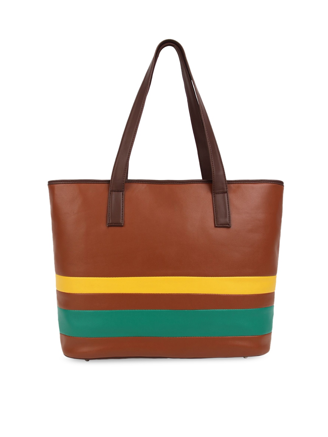 

Toteteca Brown Colourblocked Handheld Bag