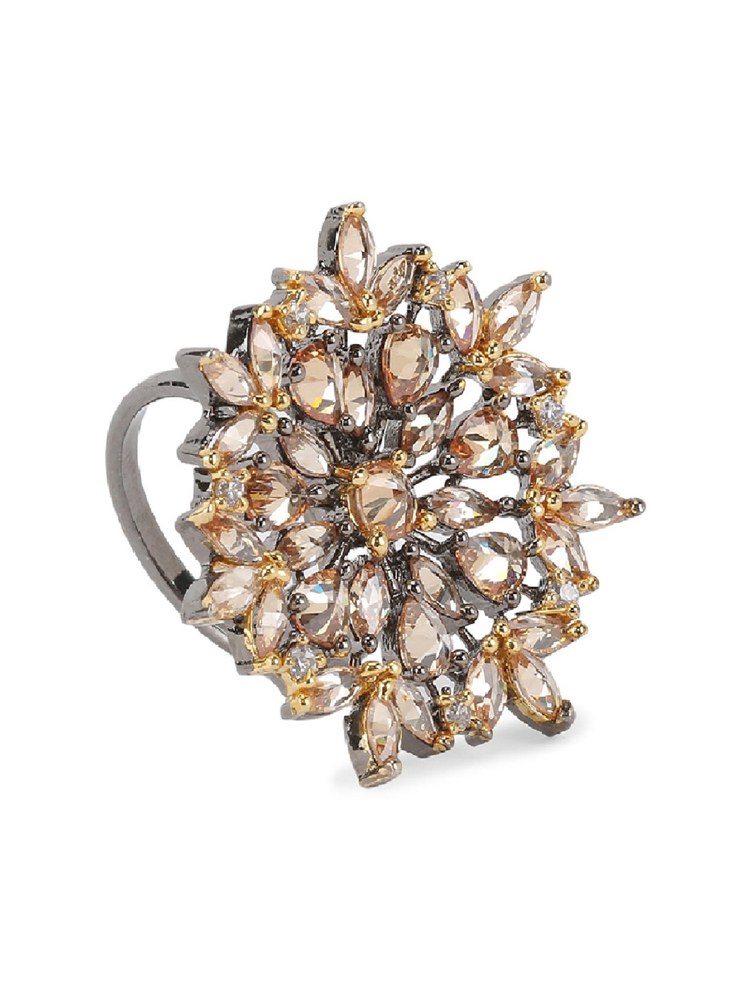 

Bhana Fashion Gold-Plated & Silver-Toned American Diamond Handcrafted Finger Ring
