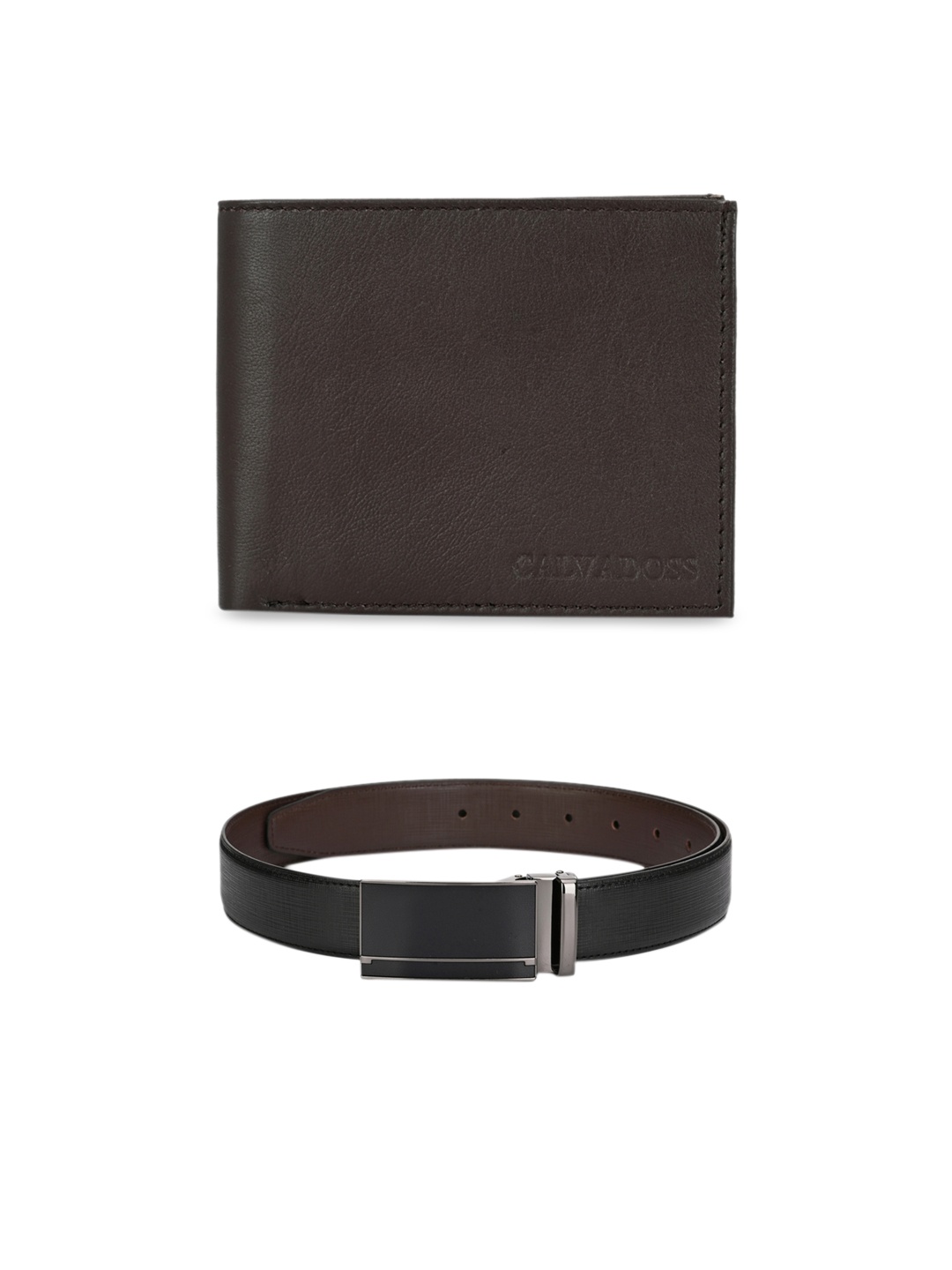 

Calvadoss Men Brown & Black Premium Belt & Wallet Accessory Gift Set