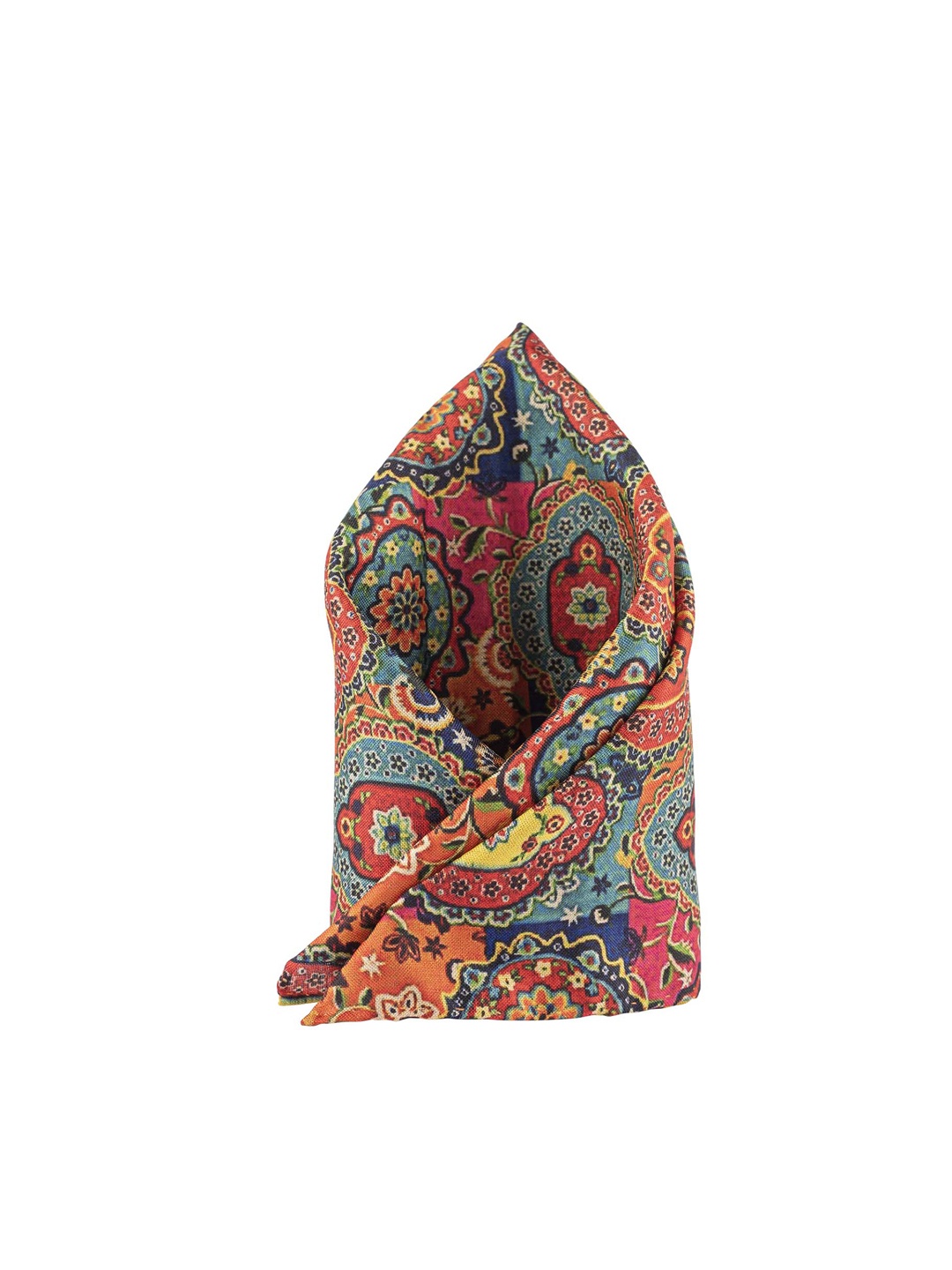 

The Tie Hub Men Multicoloured Flower Printed Pocket Square, Orange