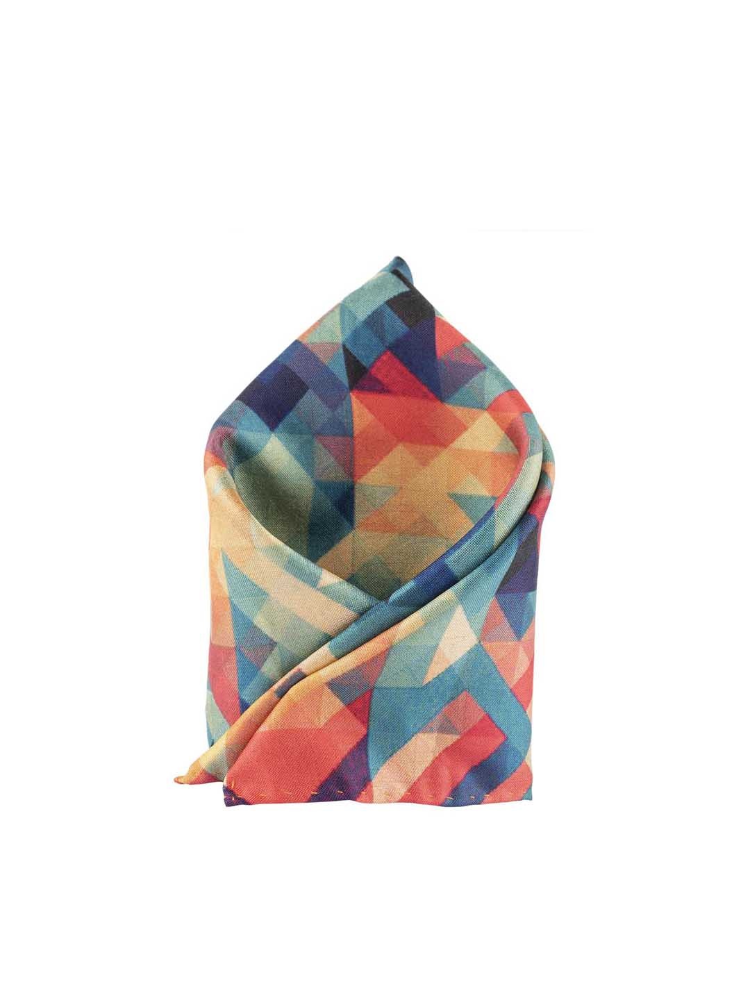 The Tie Hub Men Multicoloured Pixal Printed Pocket Square, Blue