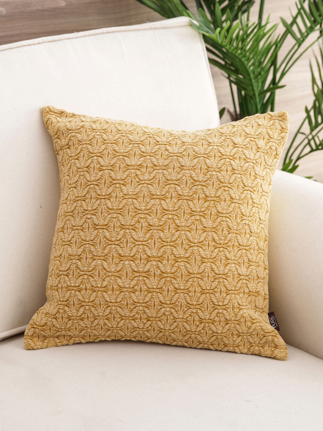 

Pure Home and Living Beige Single Geometric Square Cushion Cover