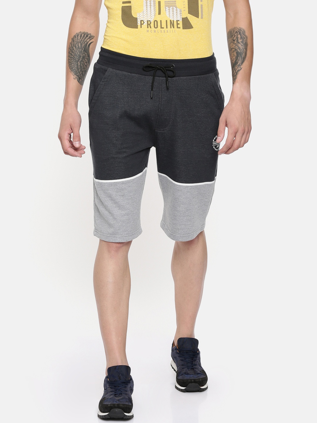 

Proline Active Men Grey Solid Slim Fit Regular Shorts