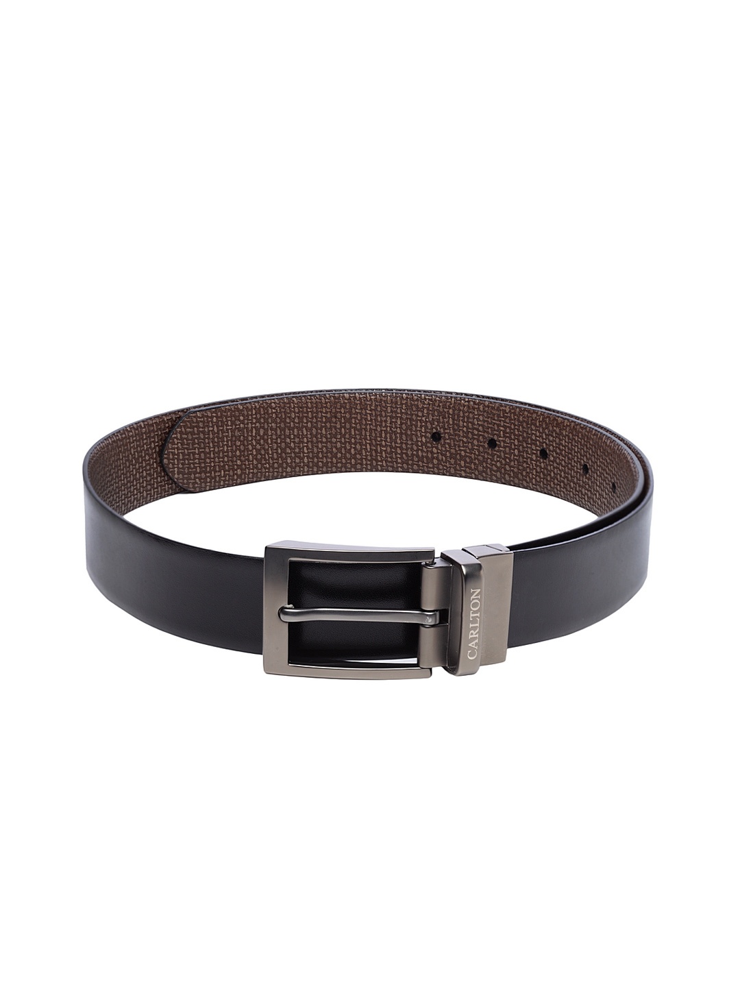 

Carlton London Men Black Solid Leather Belt