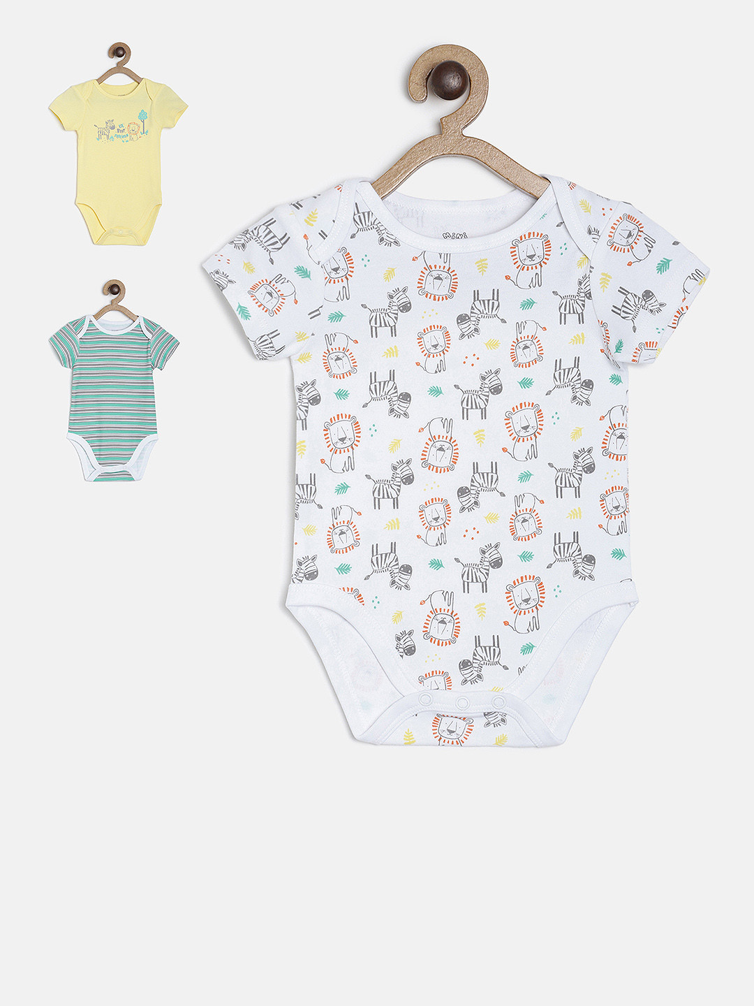 

MINI KLUB Infant Pack of 3 Printed Bodysuits, Green