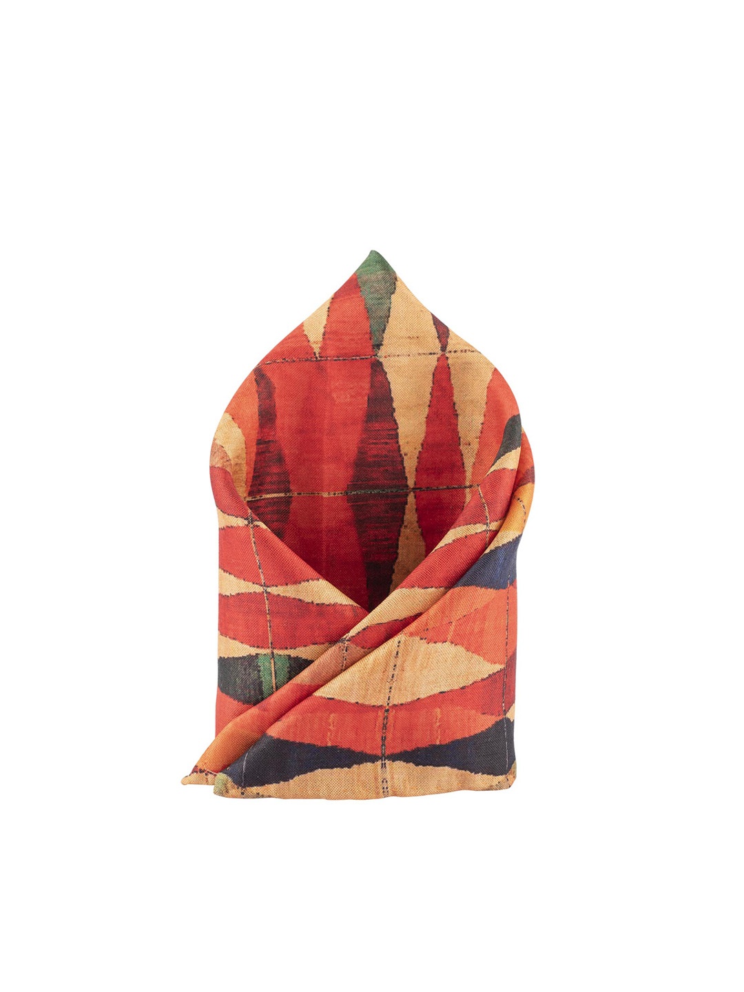 The Tie Hub Men Multicoloured Diamond Pattern Printed Pocket Square, Red