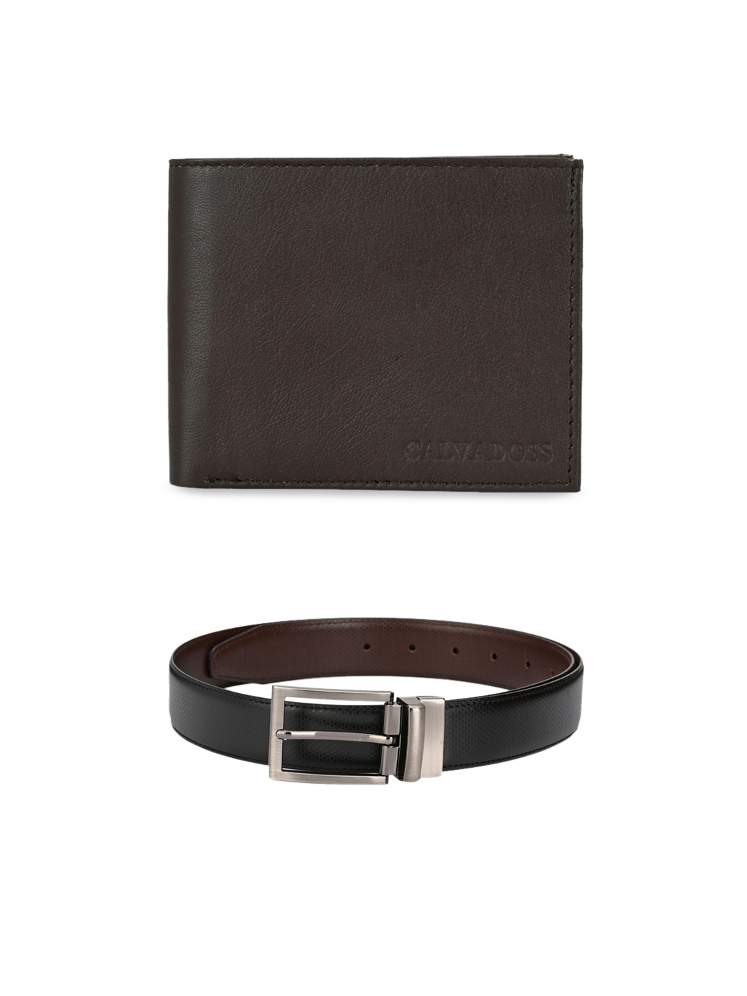 

Calvadoss Men Black & Brown Premium Belt & Wallet Gift Set