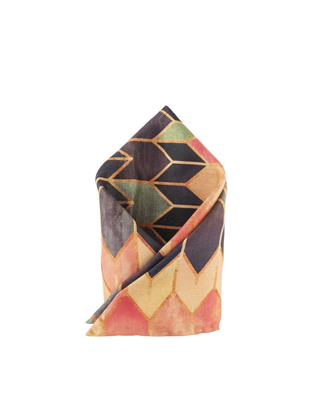 

The Tie Hub Men Blue & Orange Arrow Tip Printed Pocket Square