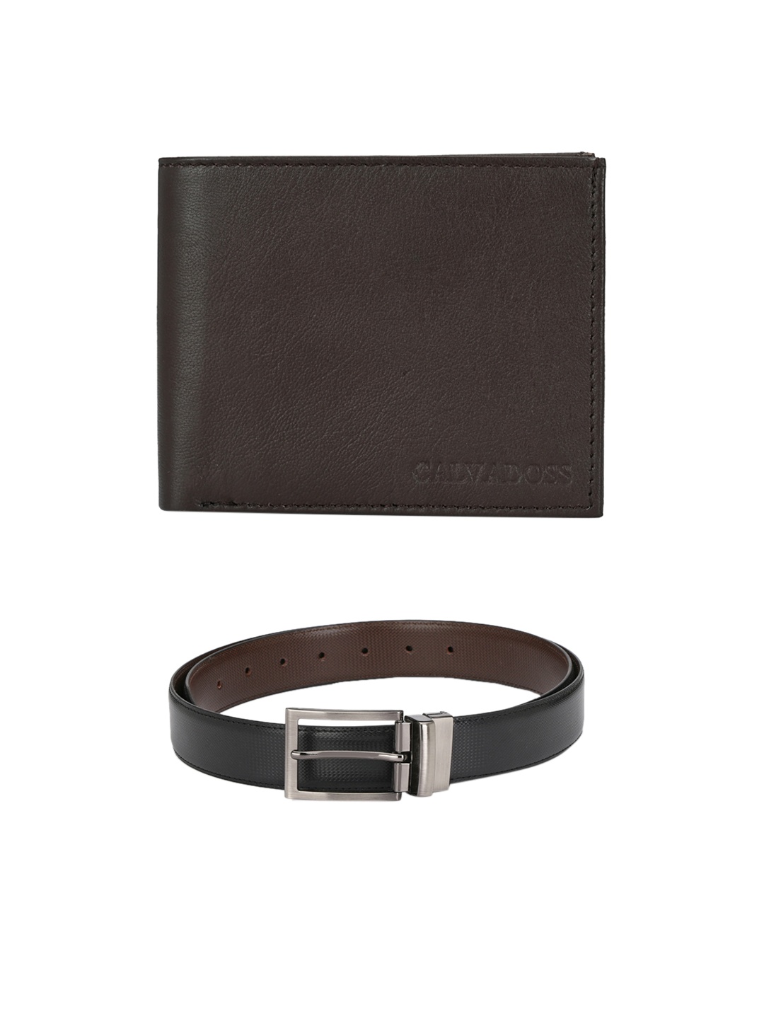 Calvadoss Men Black & Brown Premium Belt & Wallet Gift Set