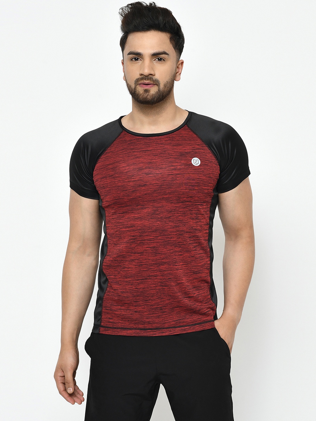 

Rigo Men Maroon Colourblocked Running Round Neck T-shirt