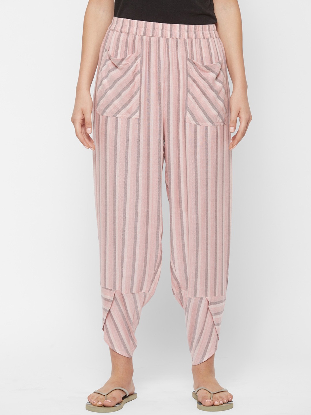 

Mystere Paris Women Pink & Grey Striped Lounge Pants