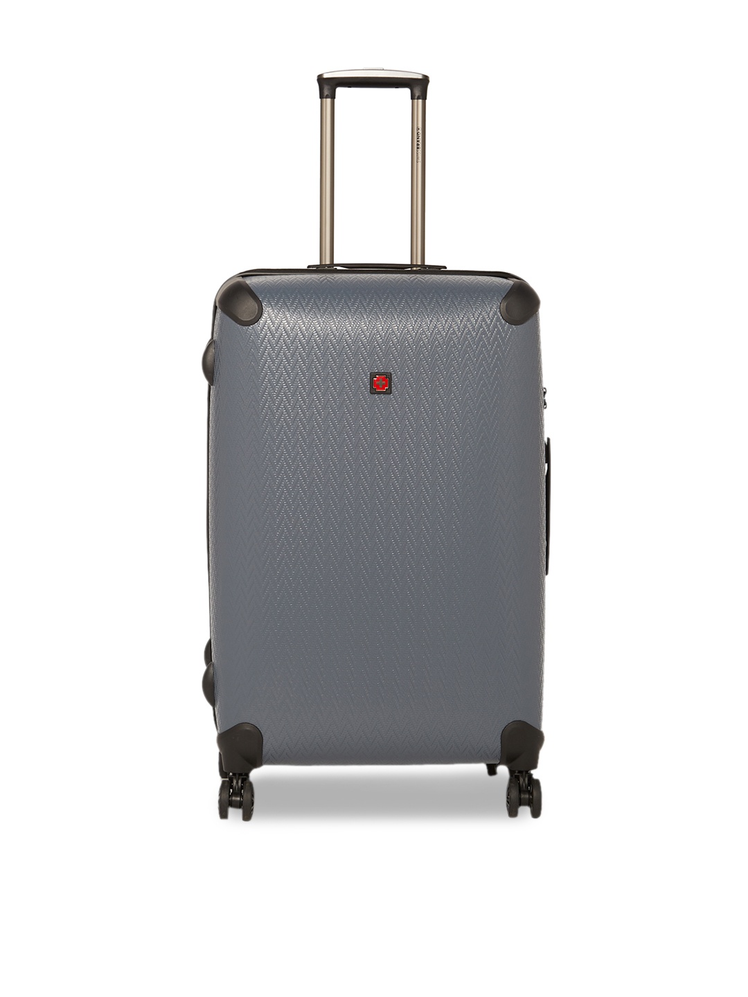SWISS BRAND Grey Solid ETOY 360-Degree Rotation Hard-Sided Large Trolley Suitcase