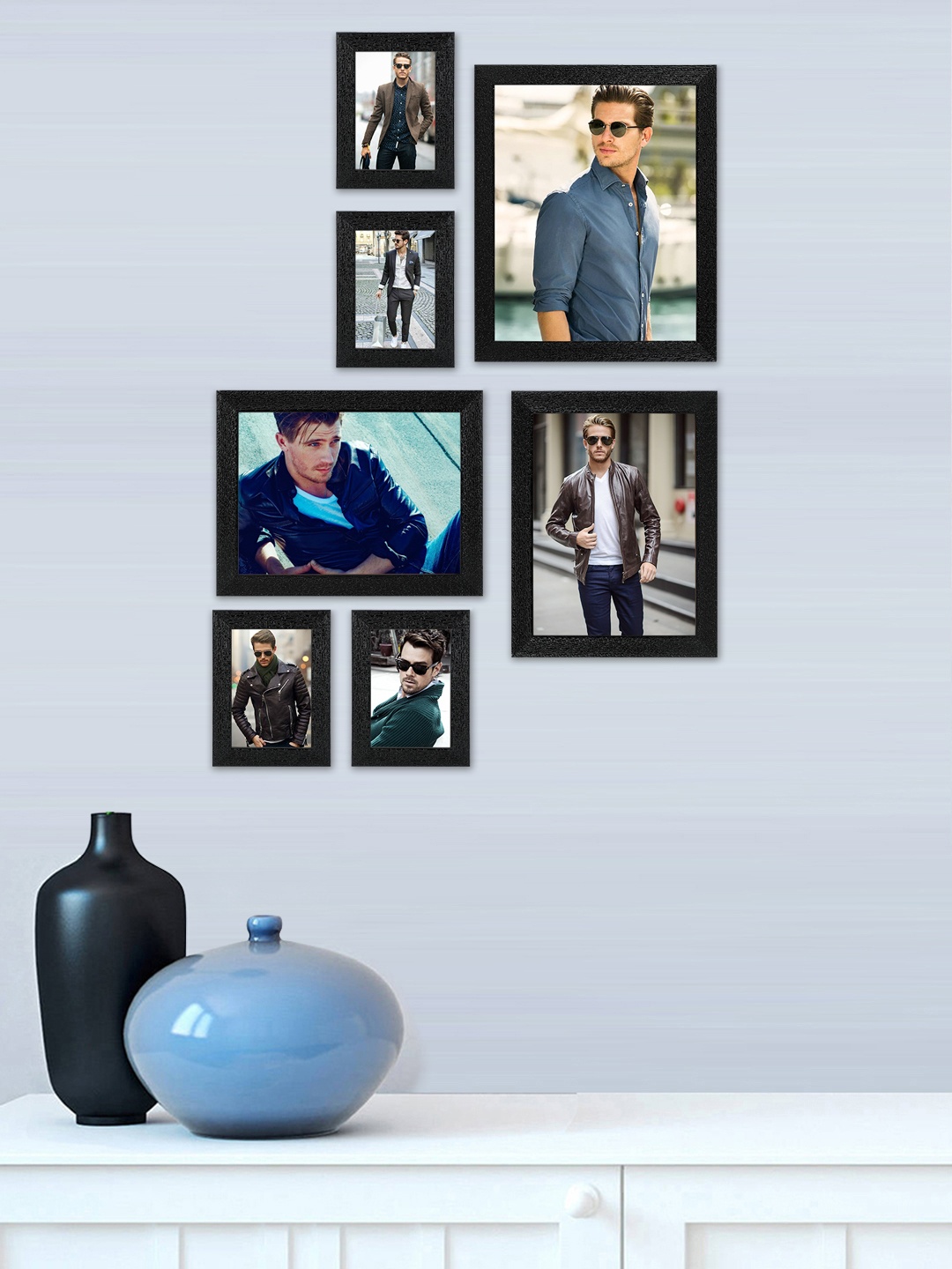 

SWADESI STUFF Set Of 7 Black Solid Individual Wall Photo Frames