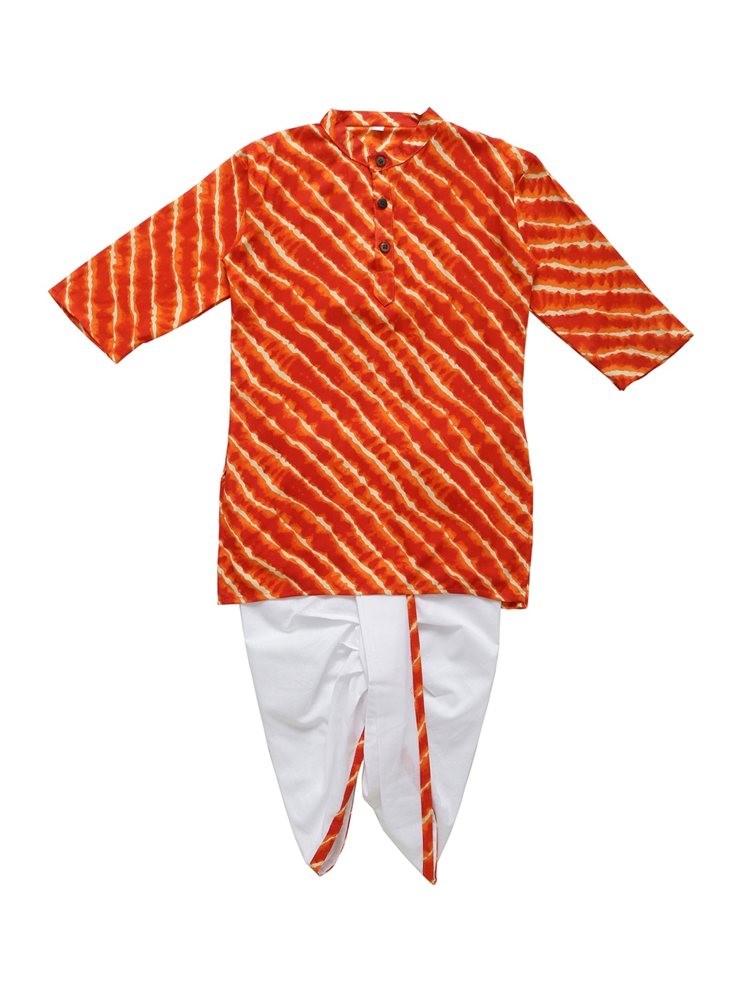 

Chipbeys Boys Orange & White Printed Kurta with Dhoti Pants