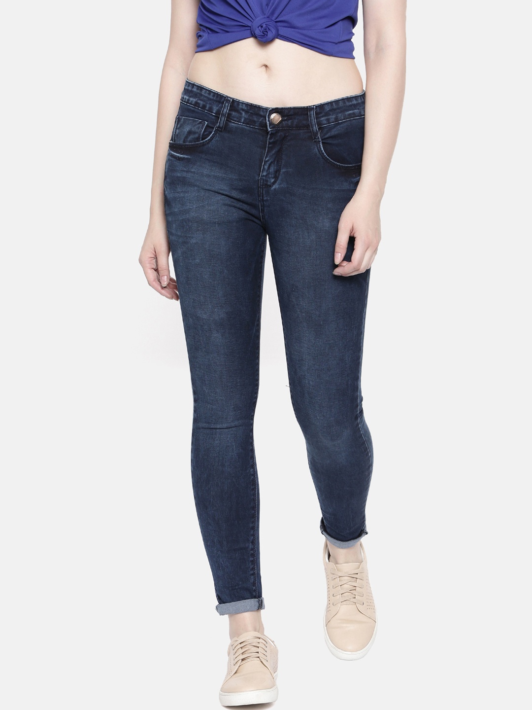 

ZHEIA Women Blue Skinny Fit Mid-Rise Clean Look Stretchable Jeans