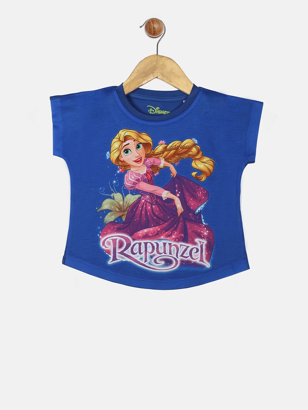 

YK Disney Girls Blue & Purple Rapunzel Printed Round Neck T-shirt