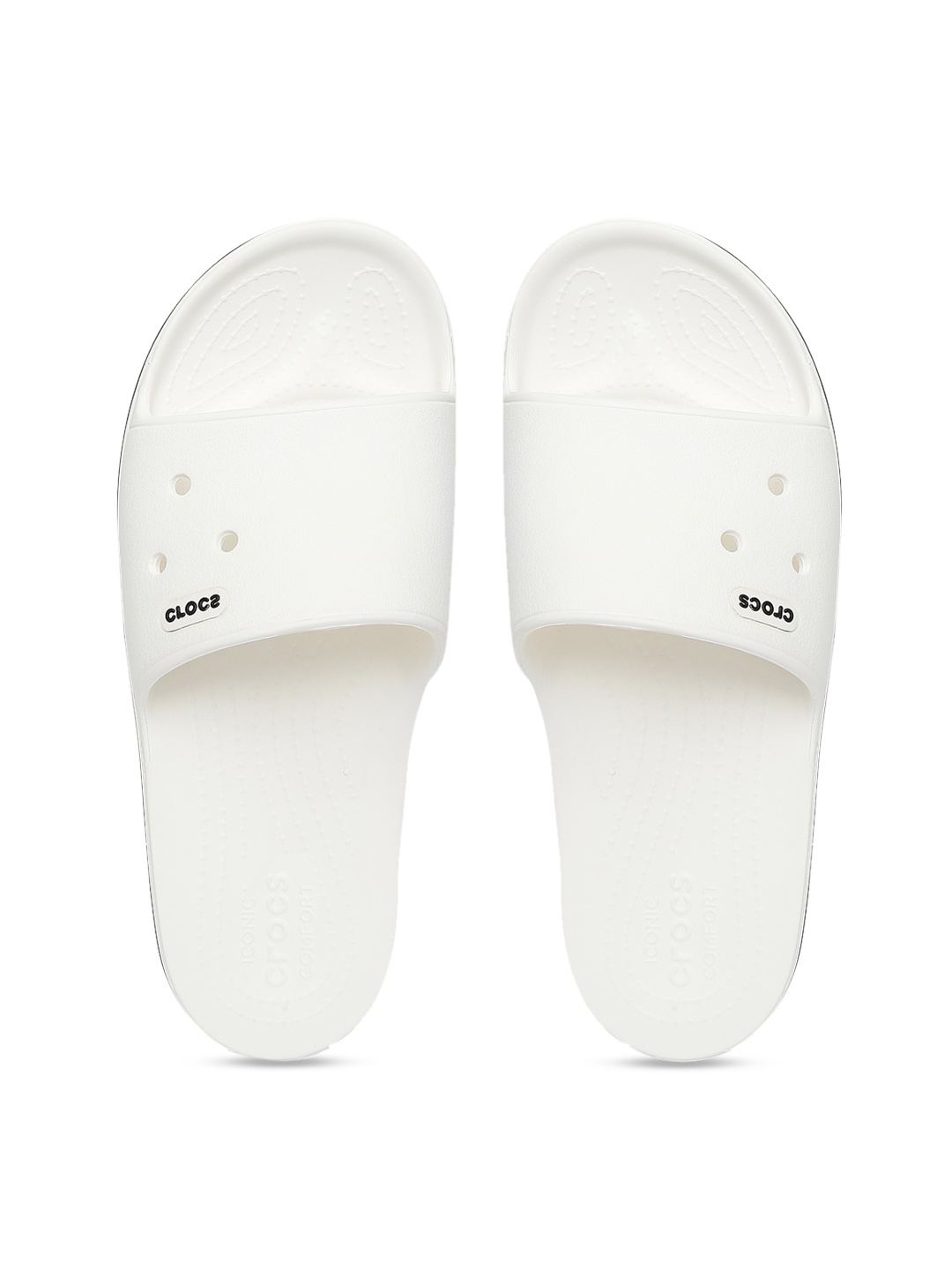 

Crocs Unisex White Solid Crocband Sliders