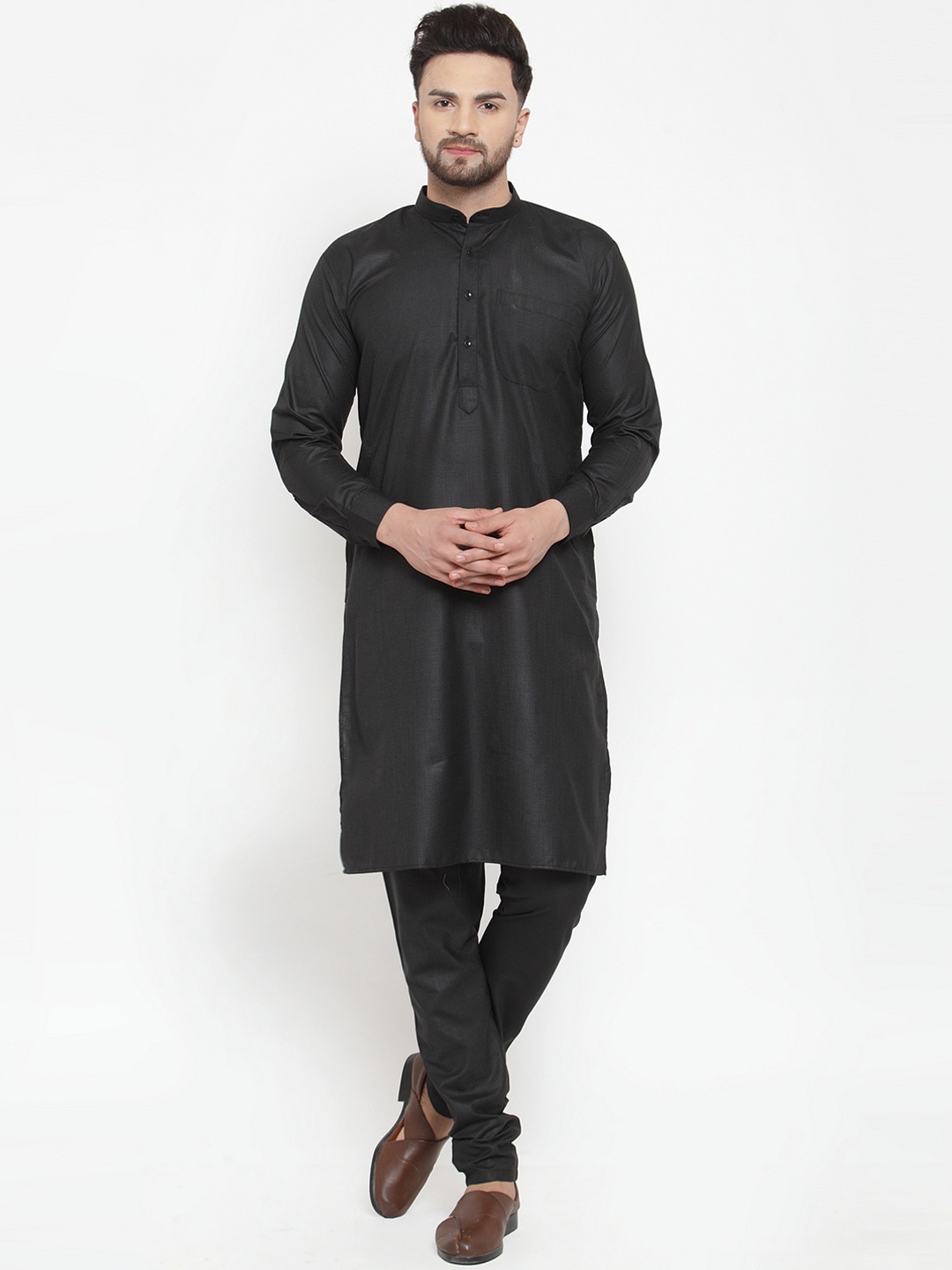 

Jompers Men Black Solid Kurta with Churidar