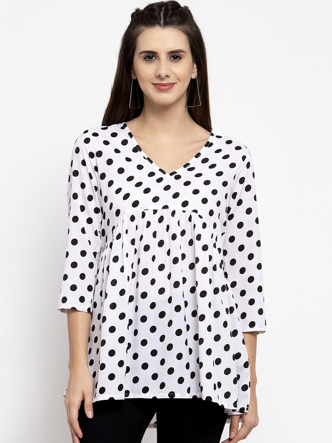 

Karmic Vision Women White Printed Empire Top
