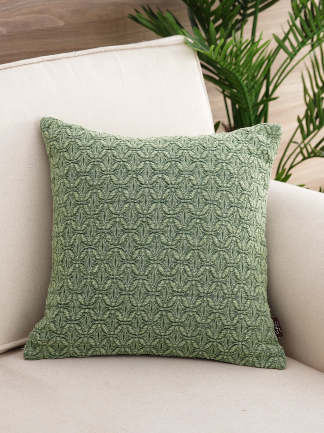 

Pure Home and Living Green Single Geometric Square Cushion Cover