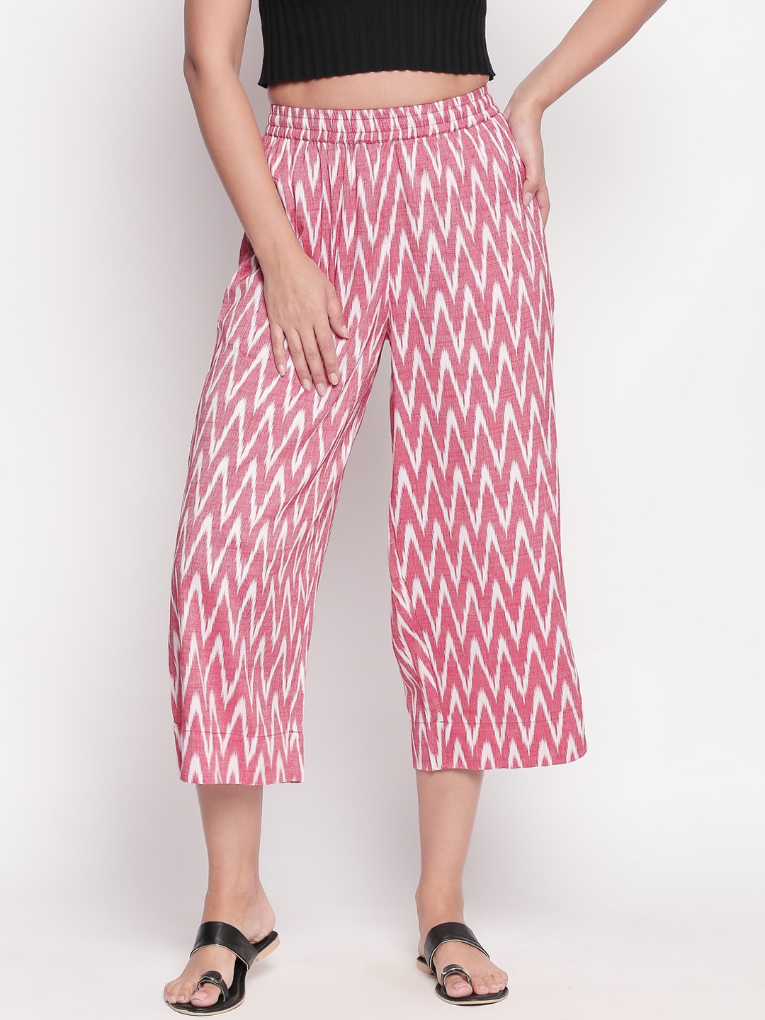 

RANGMANCH BY PANTALOONS Women Red & White Regular Fit Printed Culottes