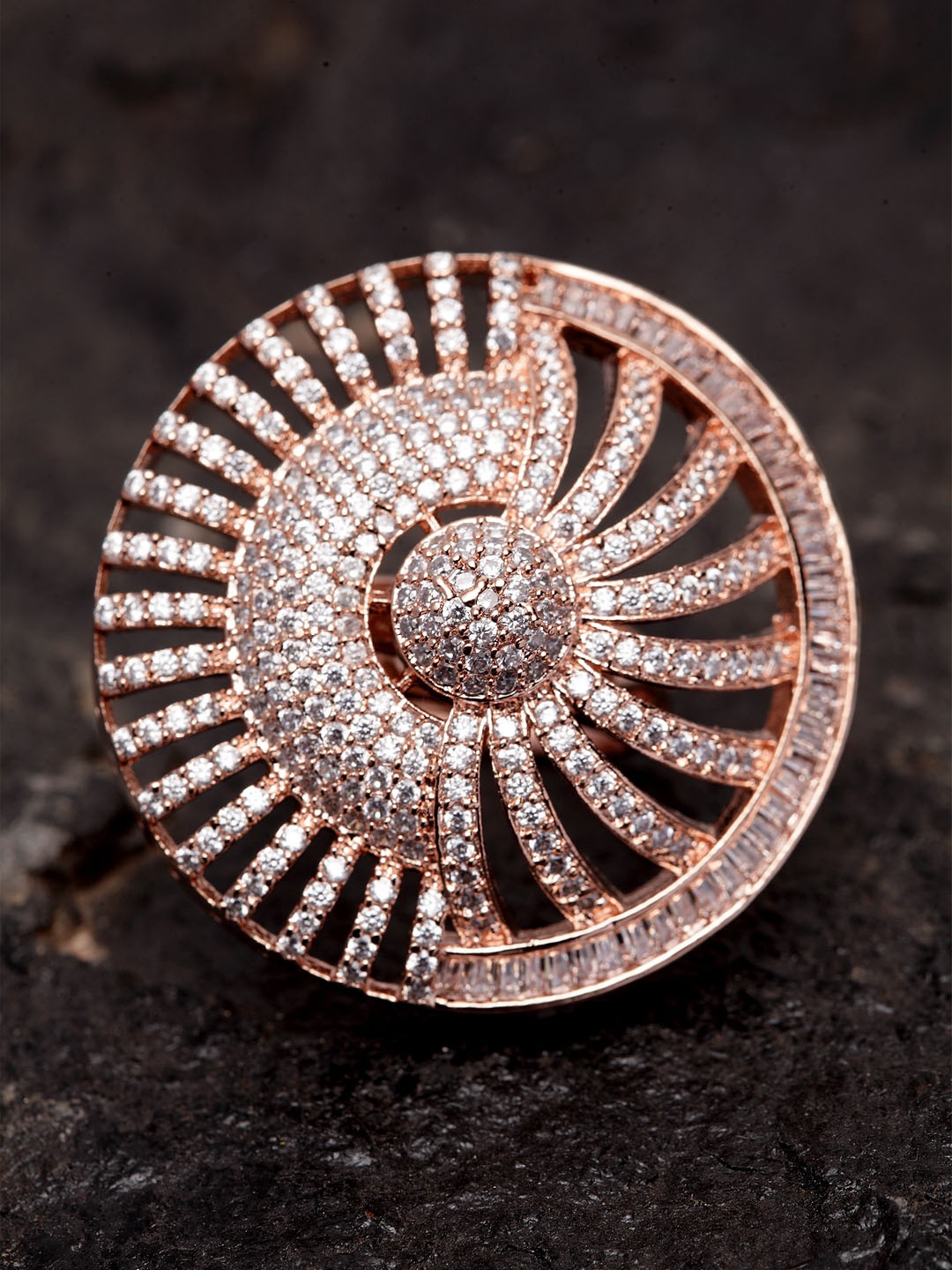 

Bhana Fashion Rose Gold-Plated AD-Studded Handcrafted Finger Ring