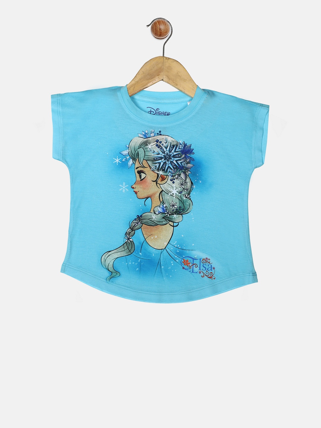 

YK Disney Girls Blue Printed Round Neck T-shirt