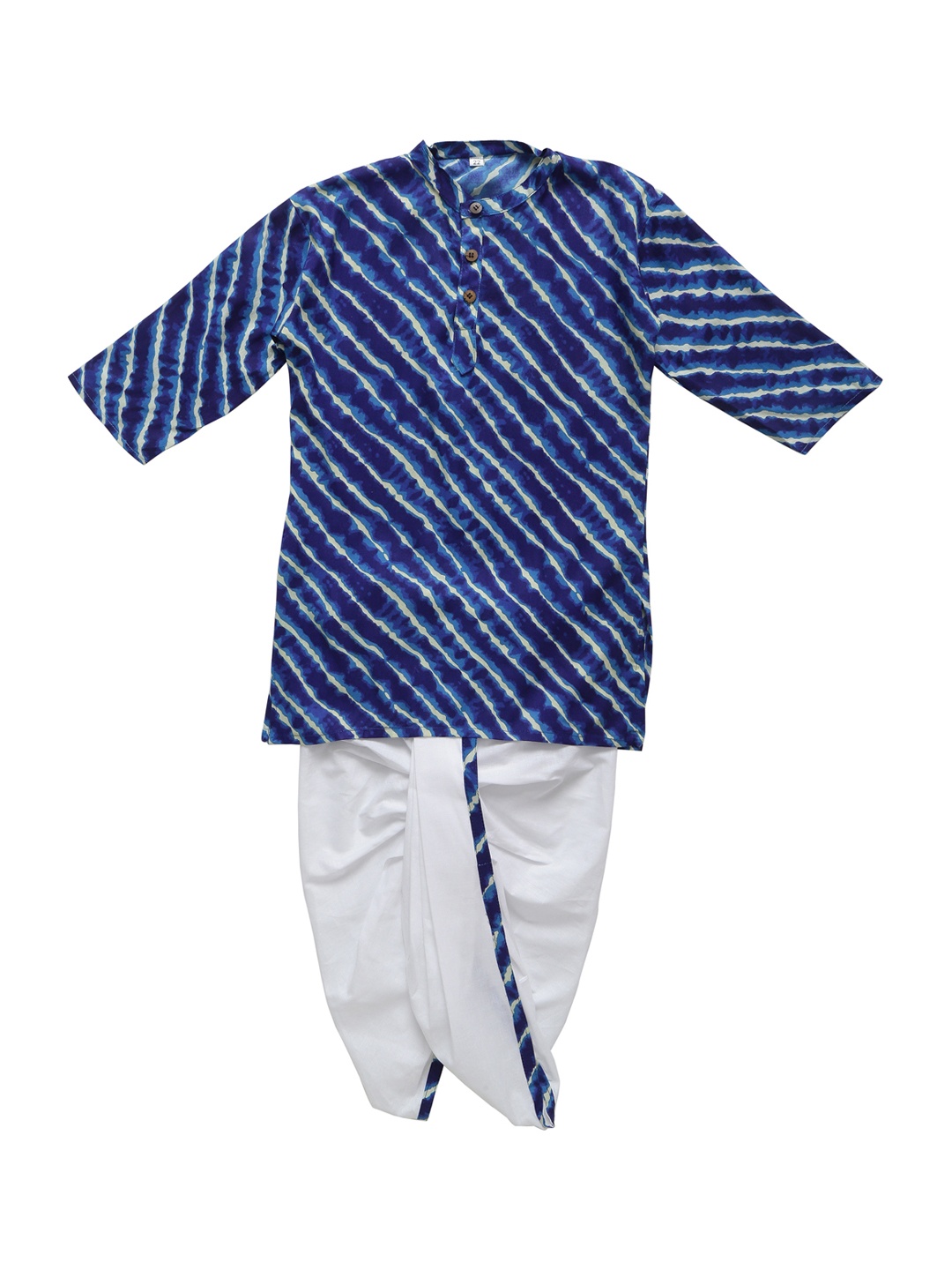 

Chipbeys Boys Blue & White Printed Kurta with Dhoti Pants