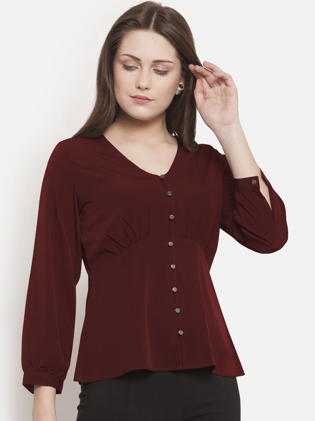 

Martini Women Maroon Solid Empire Top