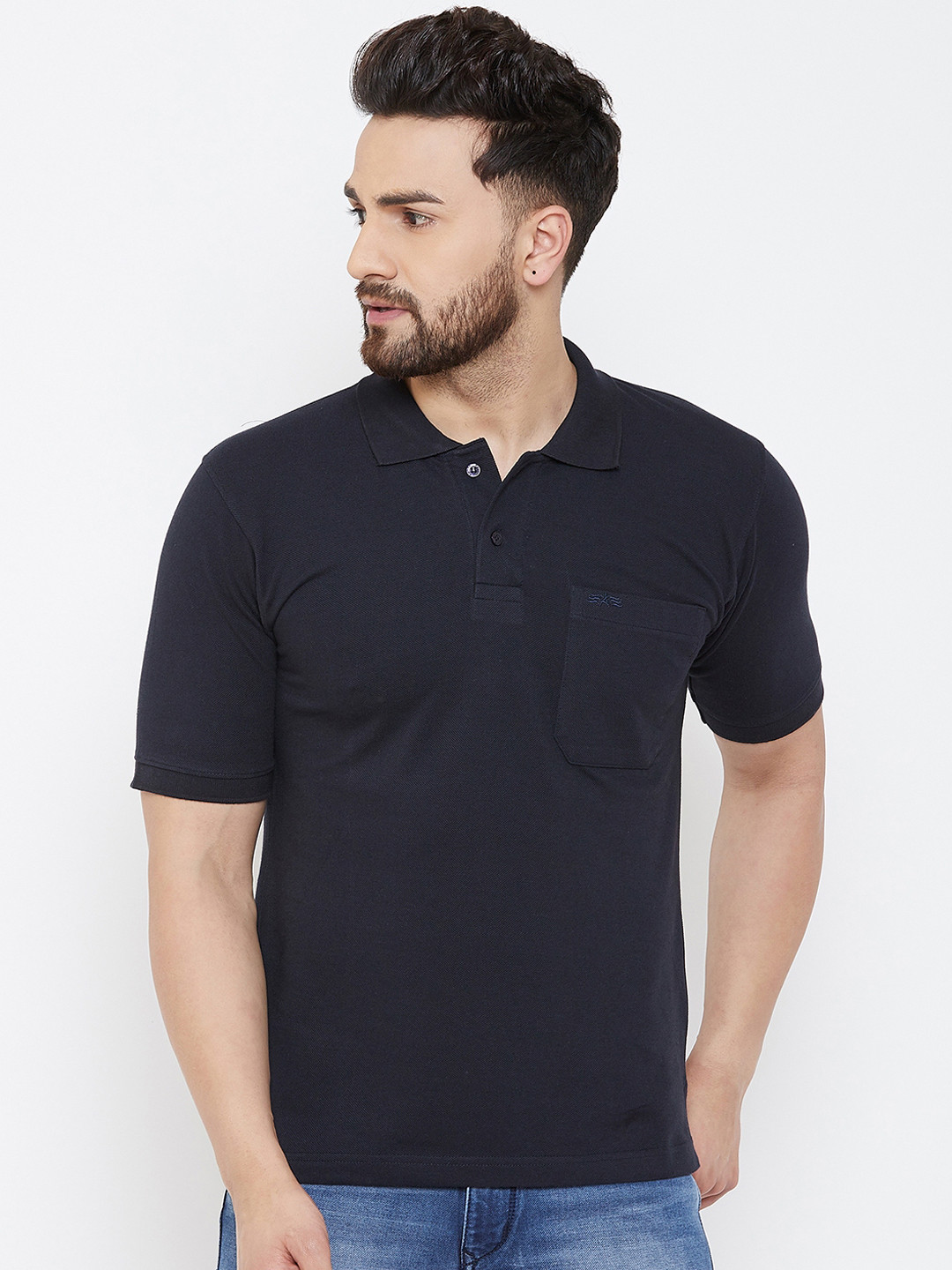 

Adobe Men Black Solid Polo Collar T-shirt