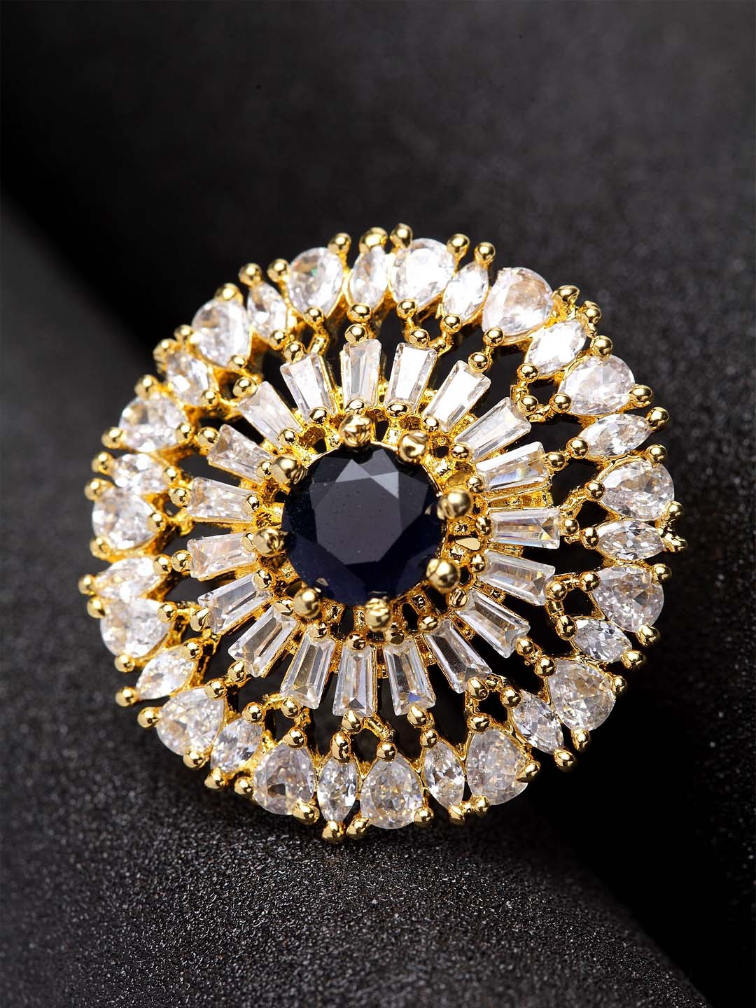 

Bhana Fashion Gold-Plated White & Black Handcrafted Finger Ring, Rose