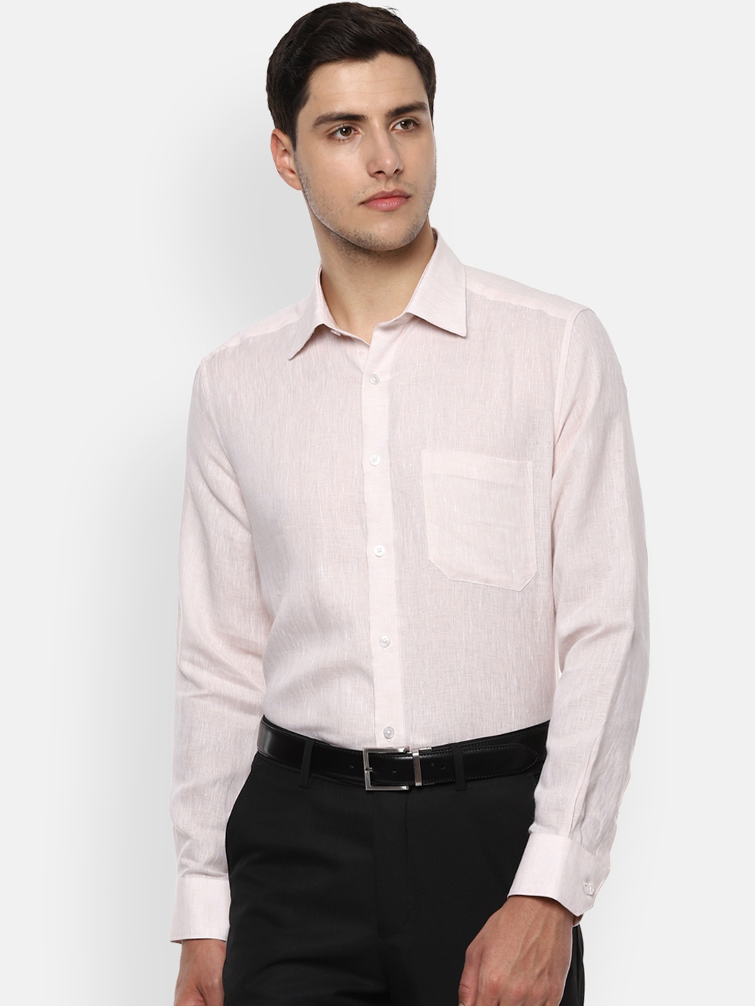 

Louis Philippe Men Beige Regular Fit Solid Formal Shirt