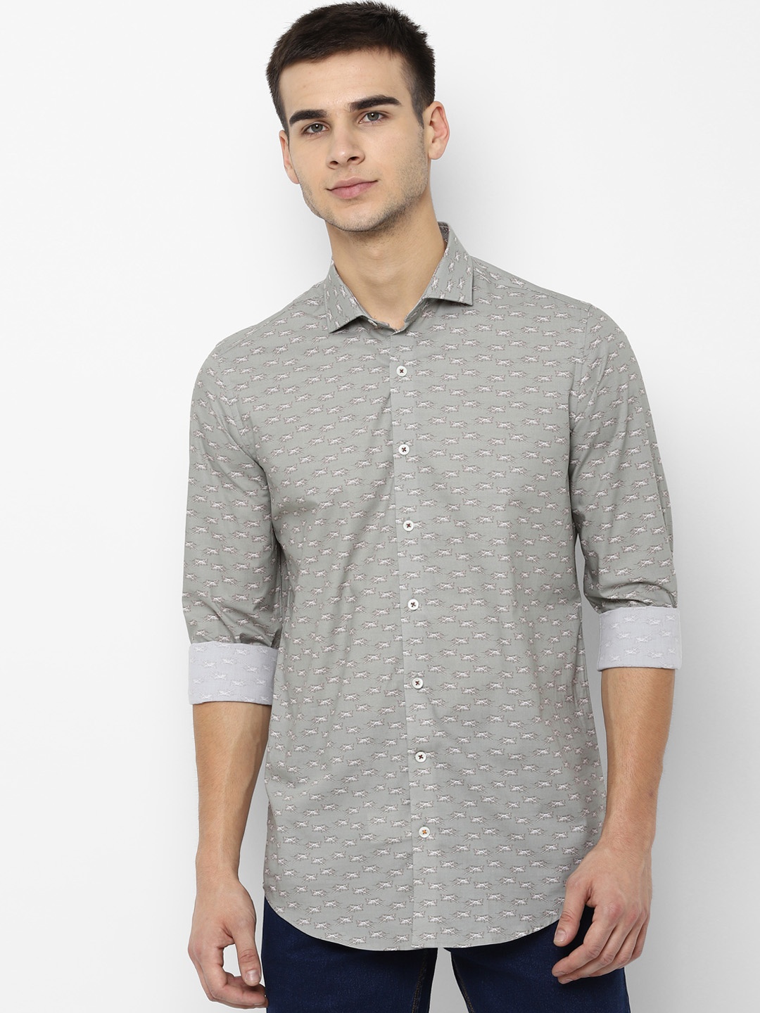 

SIMON CARTER LONDON Men Grey Slim Fit Printed Casual Shirt