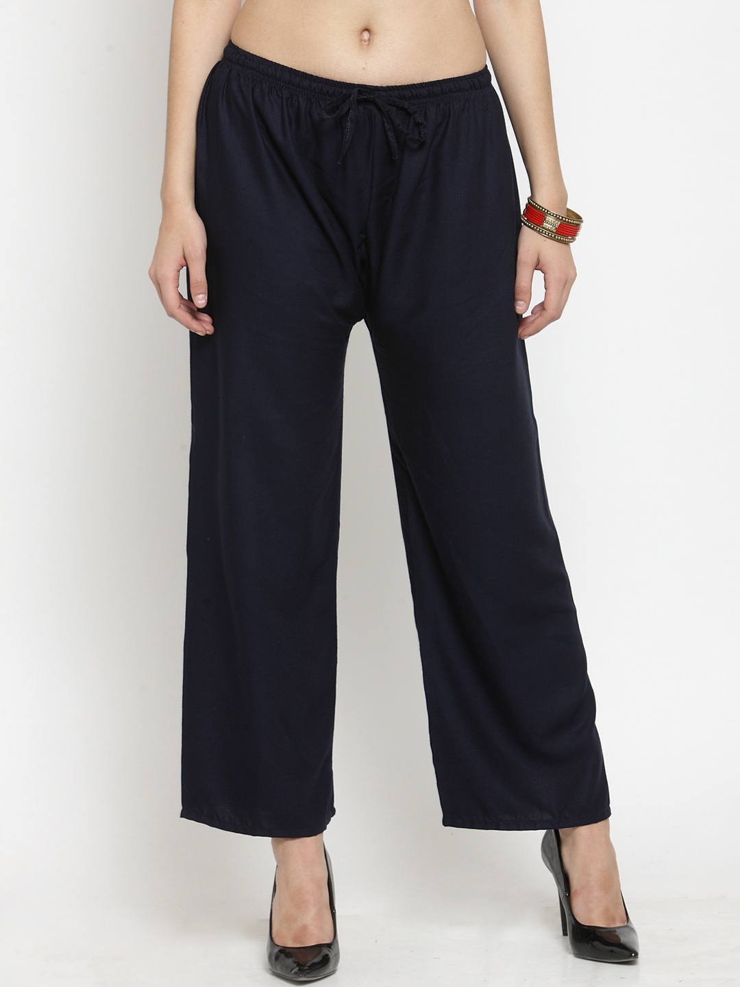 

Clora Creation Women Navy Blue Solid Straight Palazzos