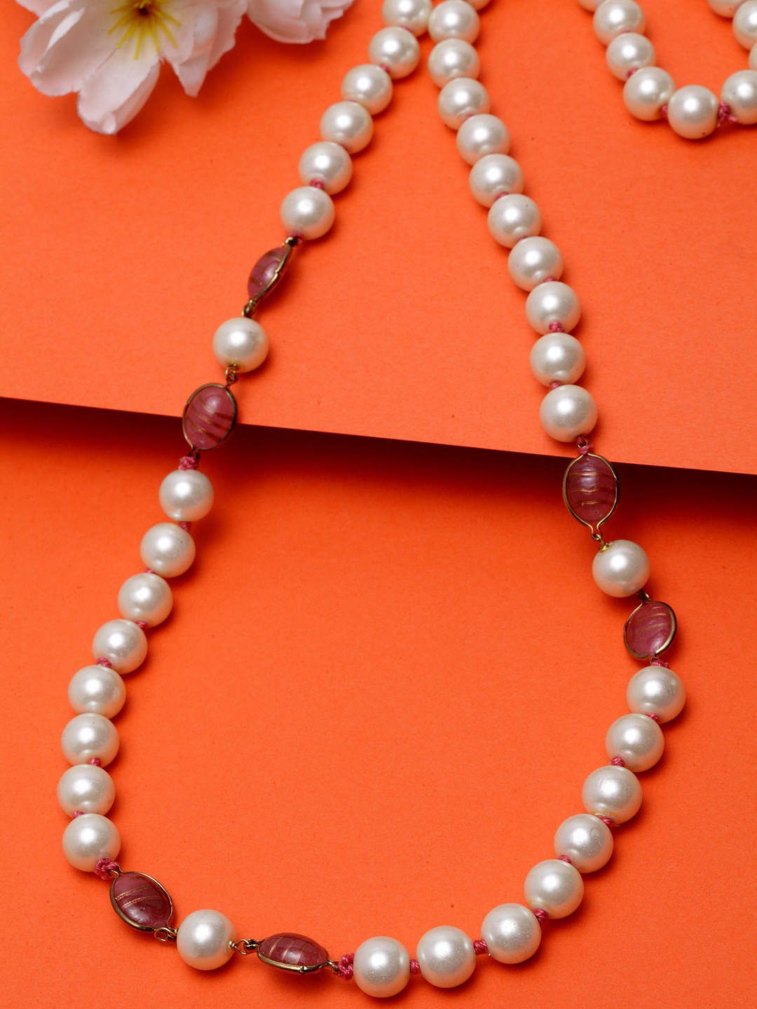

DUGRISTYLE Women Sterling Silver & White Pearl Gold-Plated Necklace