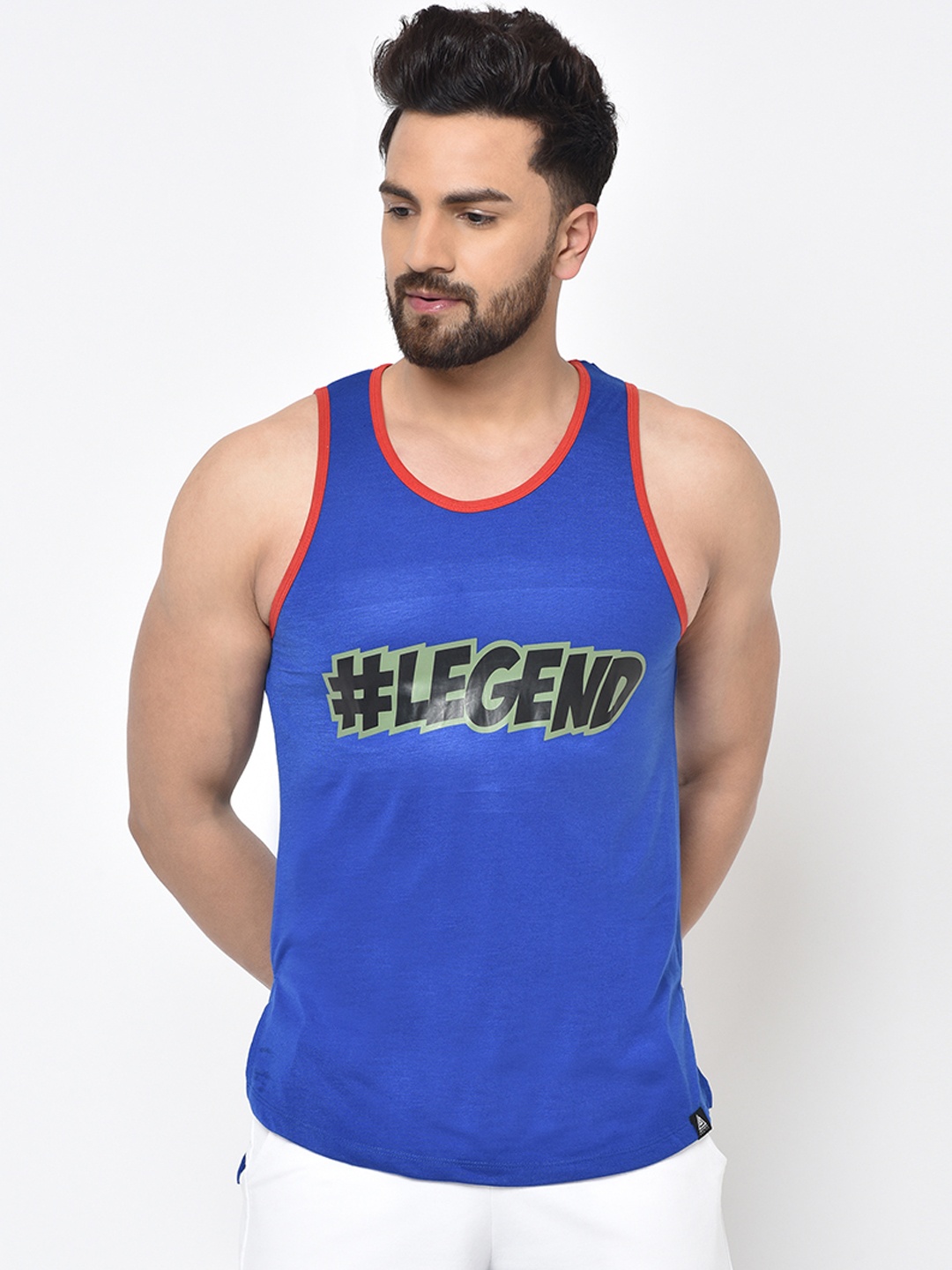 

Aesthetic Bodies Men Blue Printed Round Neck T-shirt