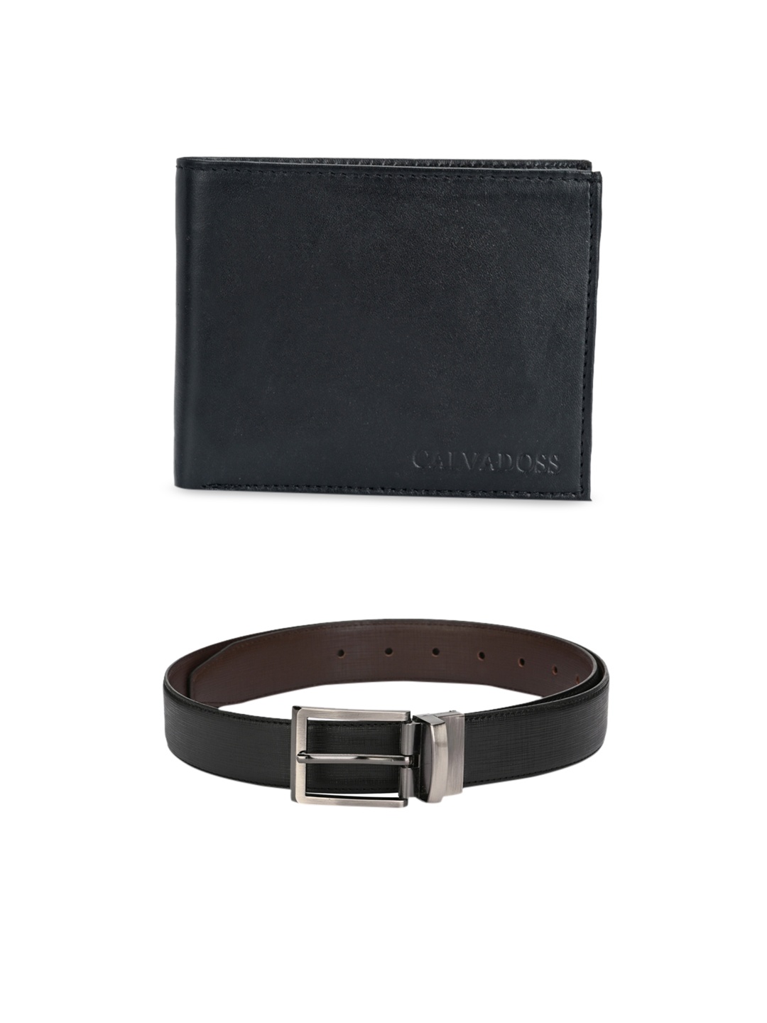

Calvadoss Men Black & Brown Premium Belt & Wallet Gift Set