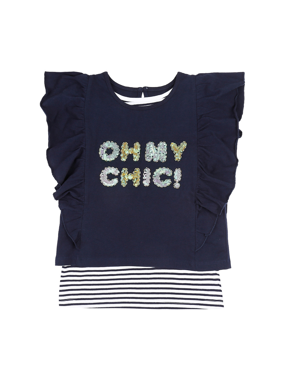 

Pantaloons Junior Girls Navy Blue Embellished Pure Cotton Top