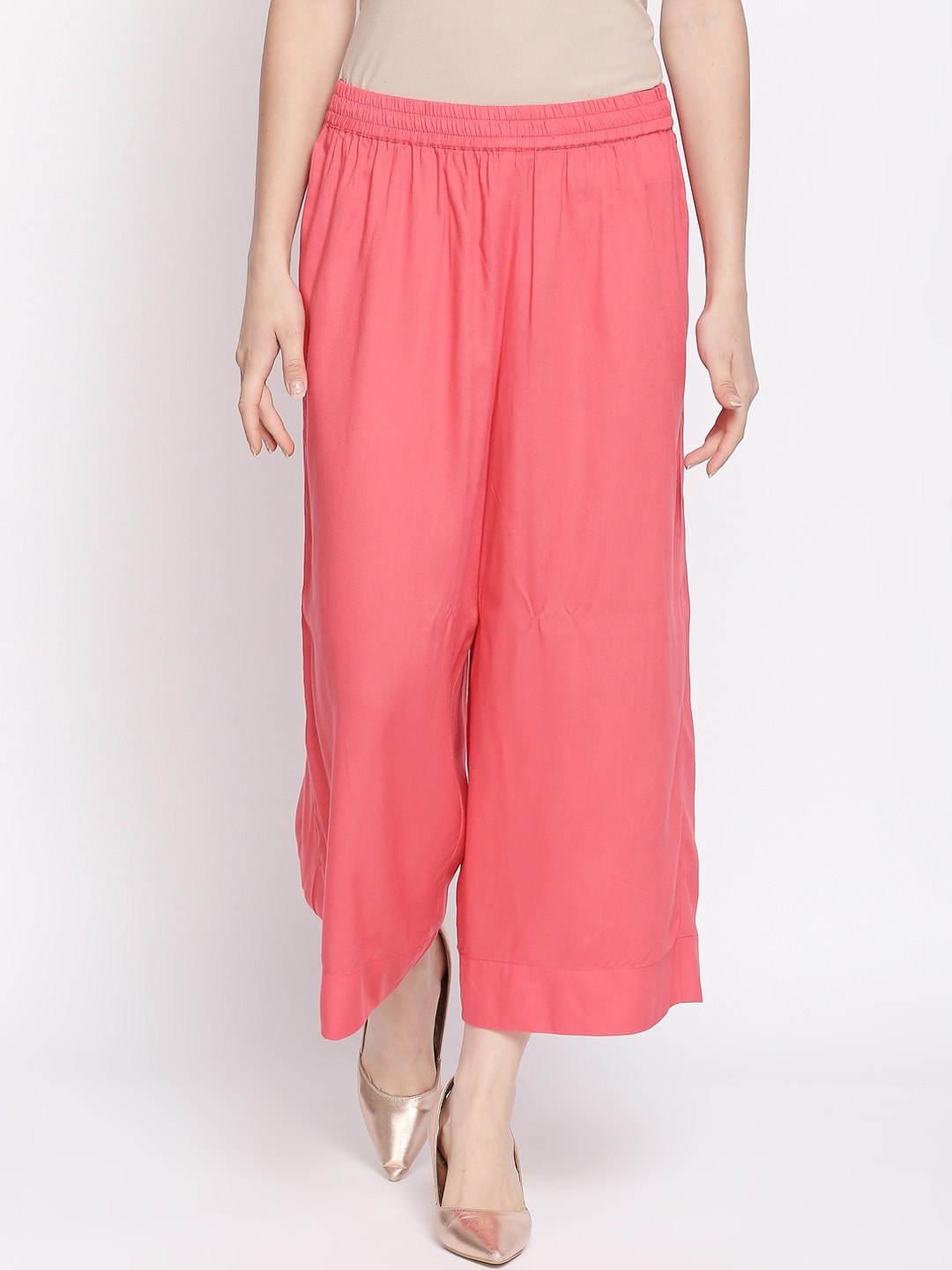 

RANGMANCH BY PANTALOONS Women Pink Regular Fit Solid Culottes