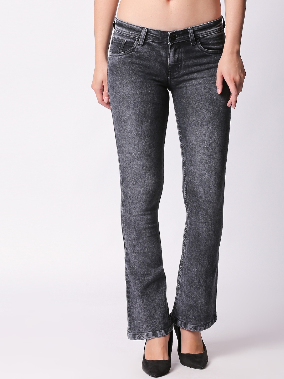 

High Star Women Black Bootcut Mid-Rise Clean Look Stretchable Jeans