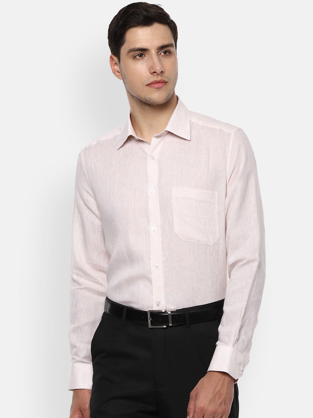 

Louis Philippe Men Beige Regular Fit Solid Formal Shirt