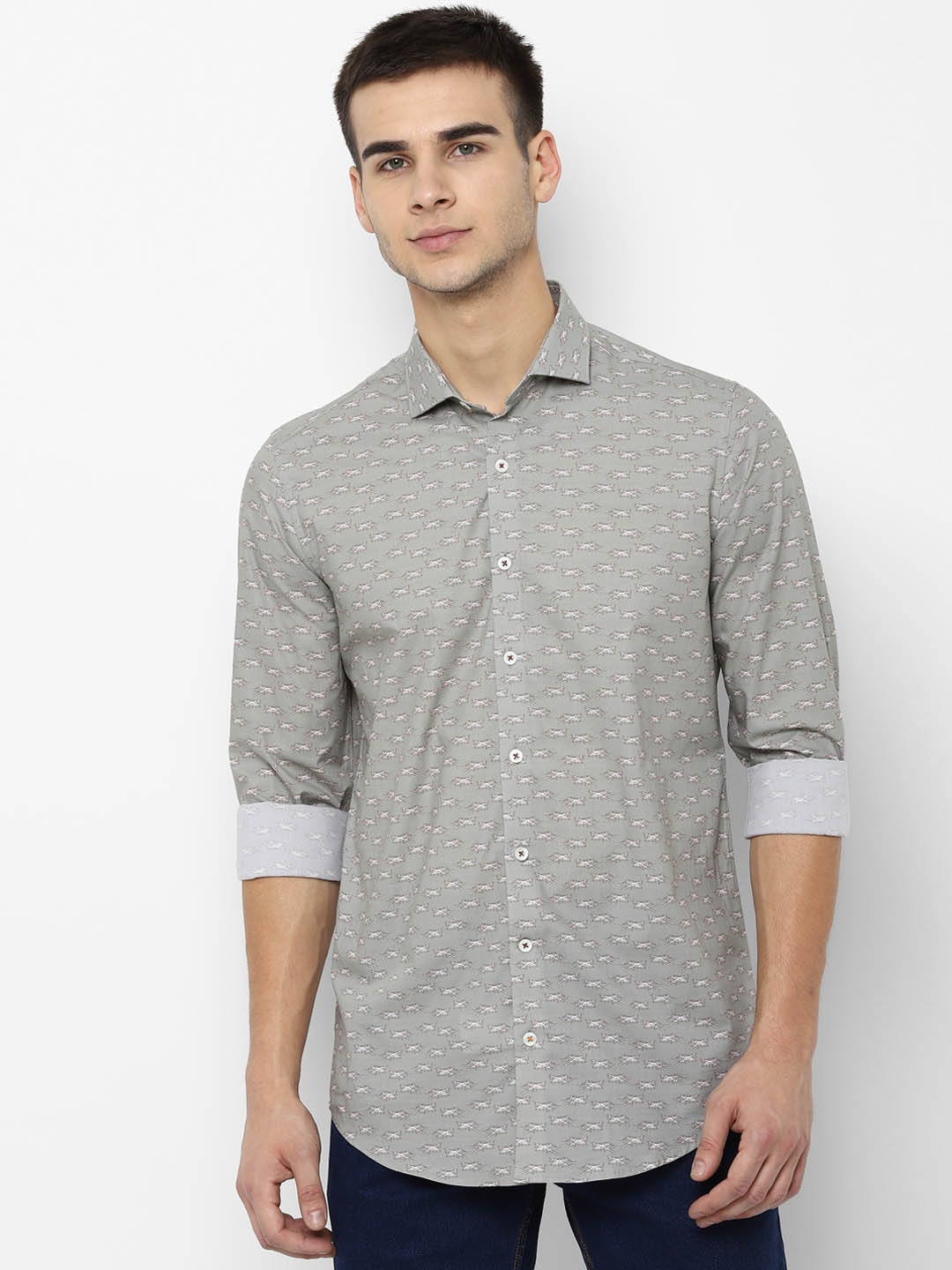 

SIMON CARTER LONDON Men Grey Slim Fit Printed Casual Shirt