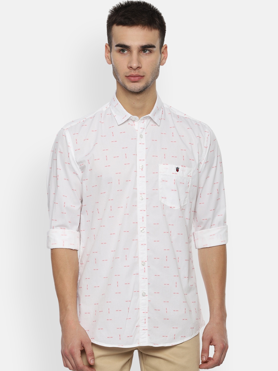 

Louis Philippe Jeans Men White & Red Slim Fit Printed Casual Shirt