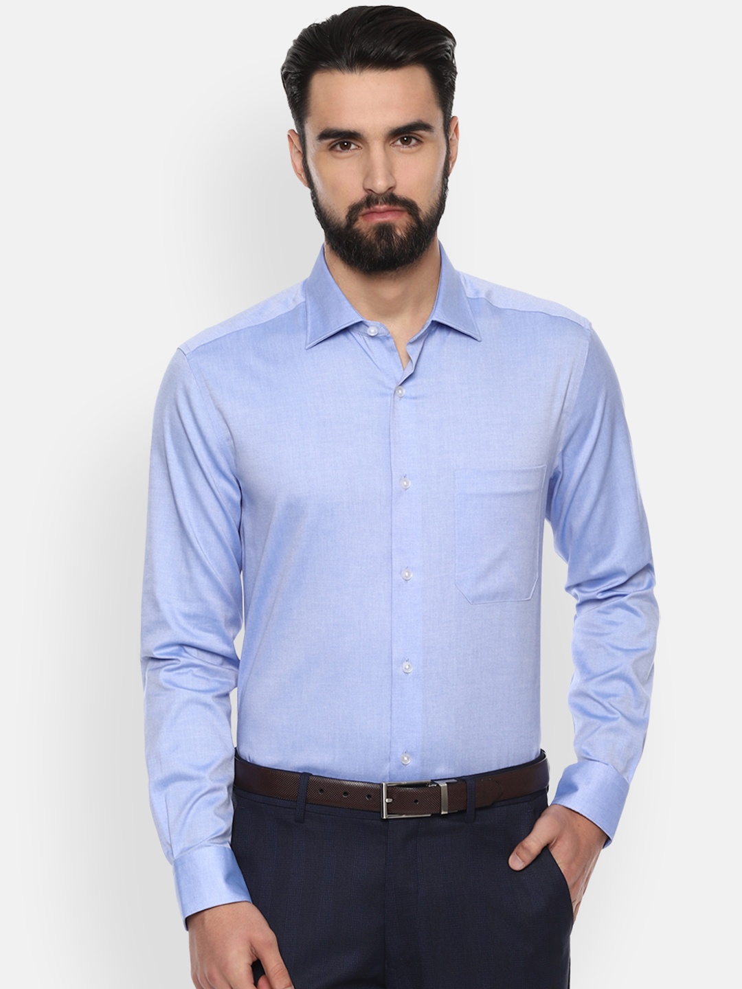 

Louis Philippe Men Blue Regular Fit Solid Formal Shirt