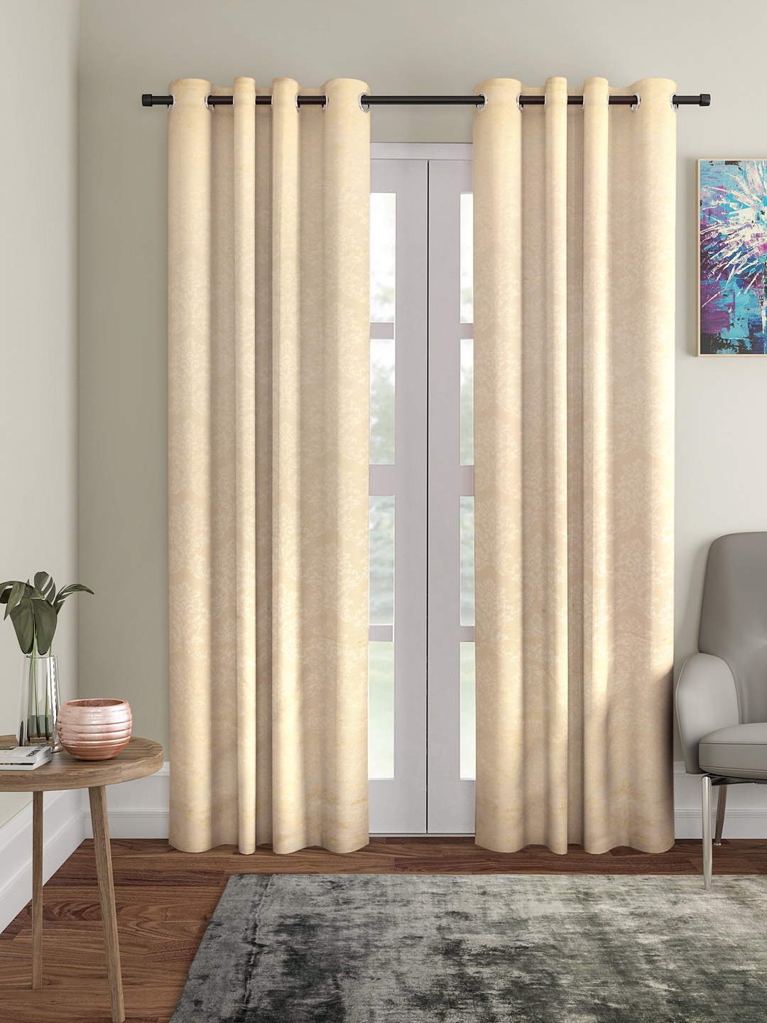 Soumya Beige Single Room Darkening Long Door Curtain