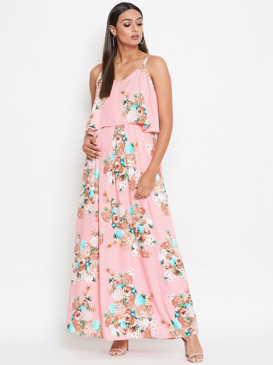 La Zoire Women Pink Printed Maxi Dress