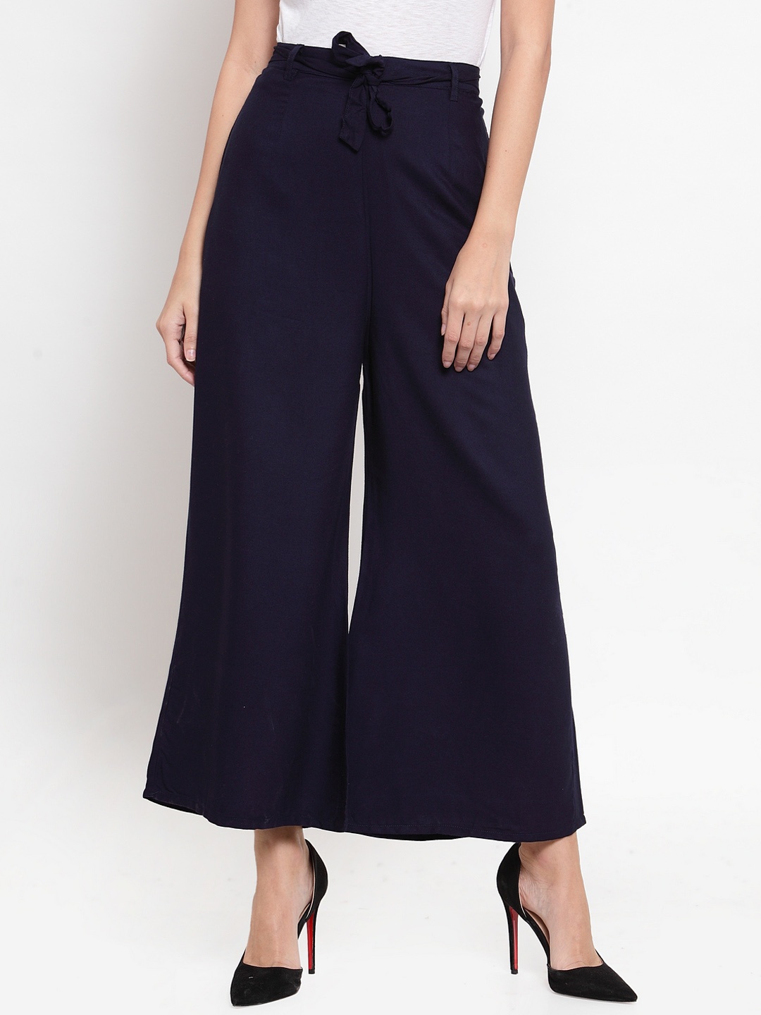 

Clora Creation Women Navy Blue Solid Wide Leg Palazzos